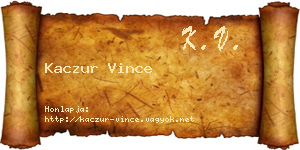 Kaczur Vince névjegykártya